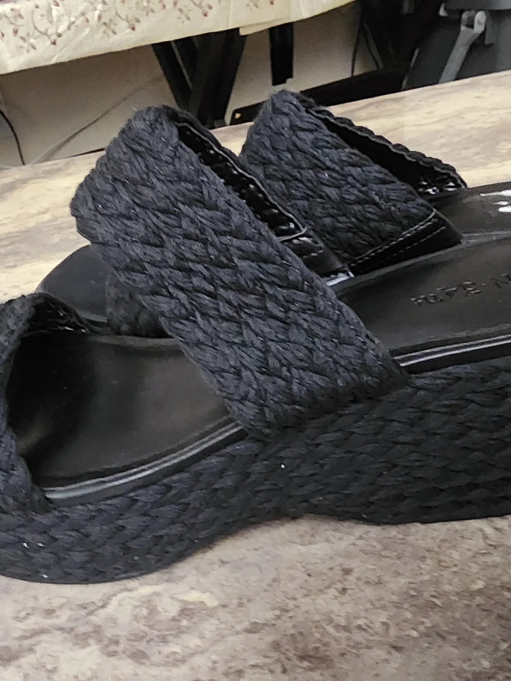 Black Woven Platform Sandals - 10M